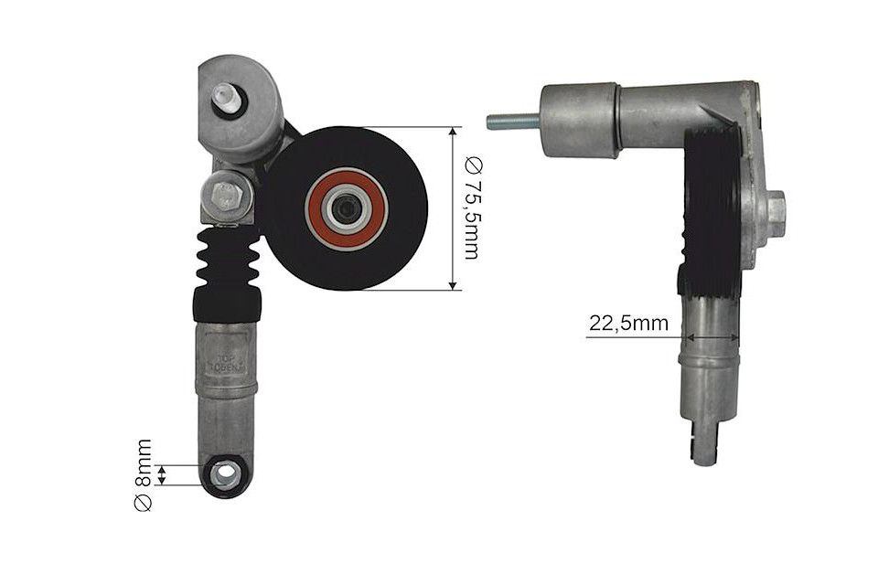 Tensioner pulley, v-ribbed belt